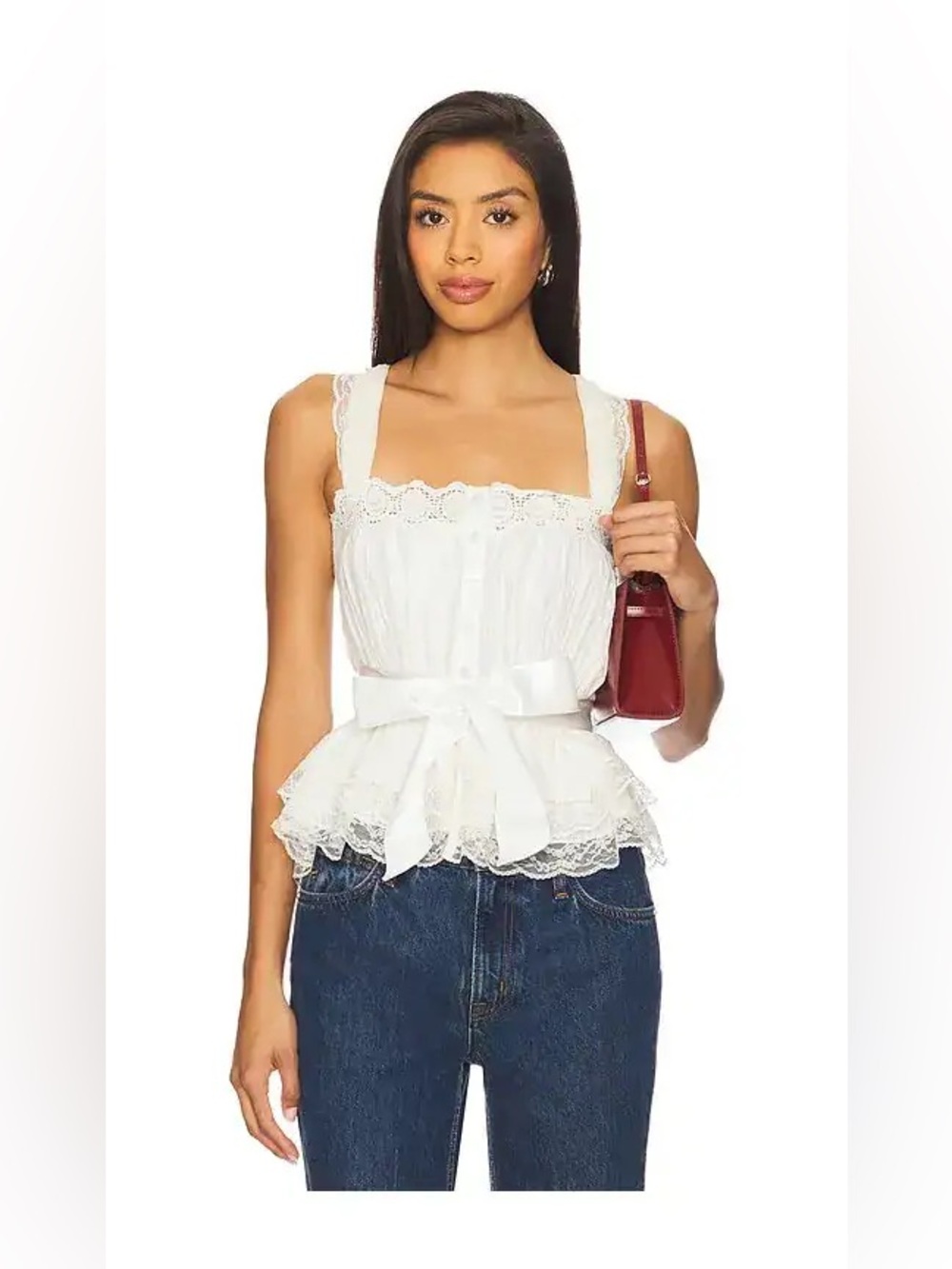 NWOT For Love & Lemons Sweet Summer Embroidery Blouse Top size XXS